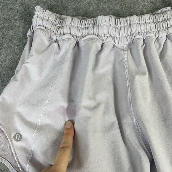 Lululemon Hotty Hot Short Womens 6 Tall Silver Lilac Lavender Running Flaws - Picture 10 of 11